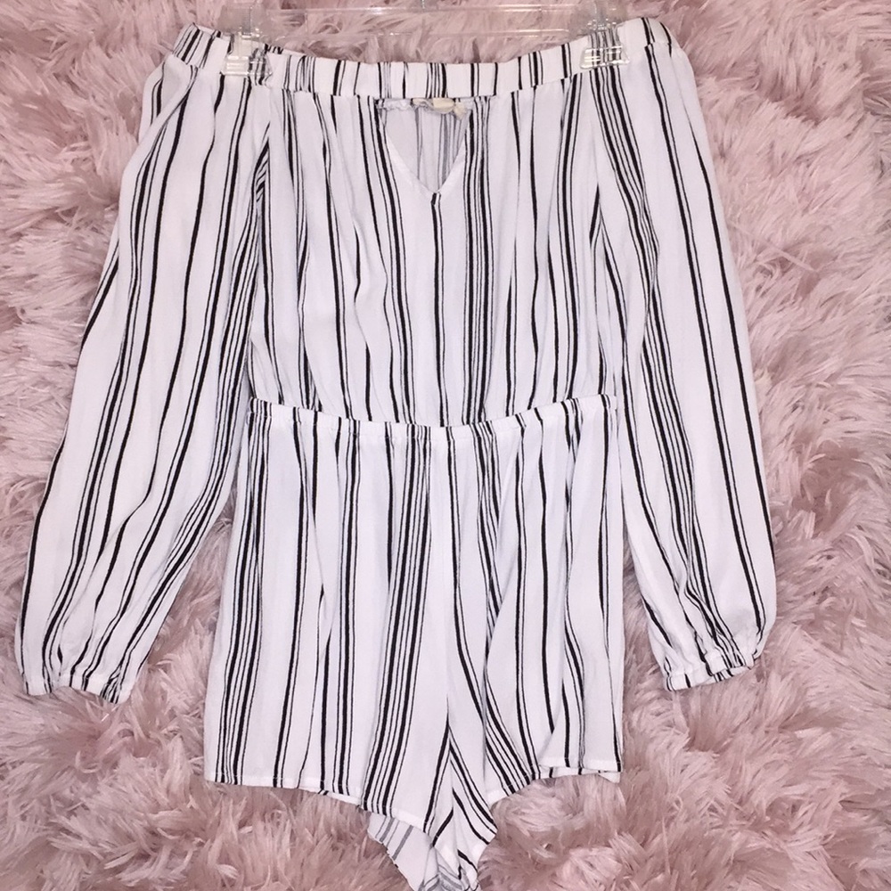 A striped romper.